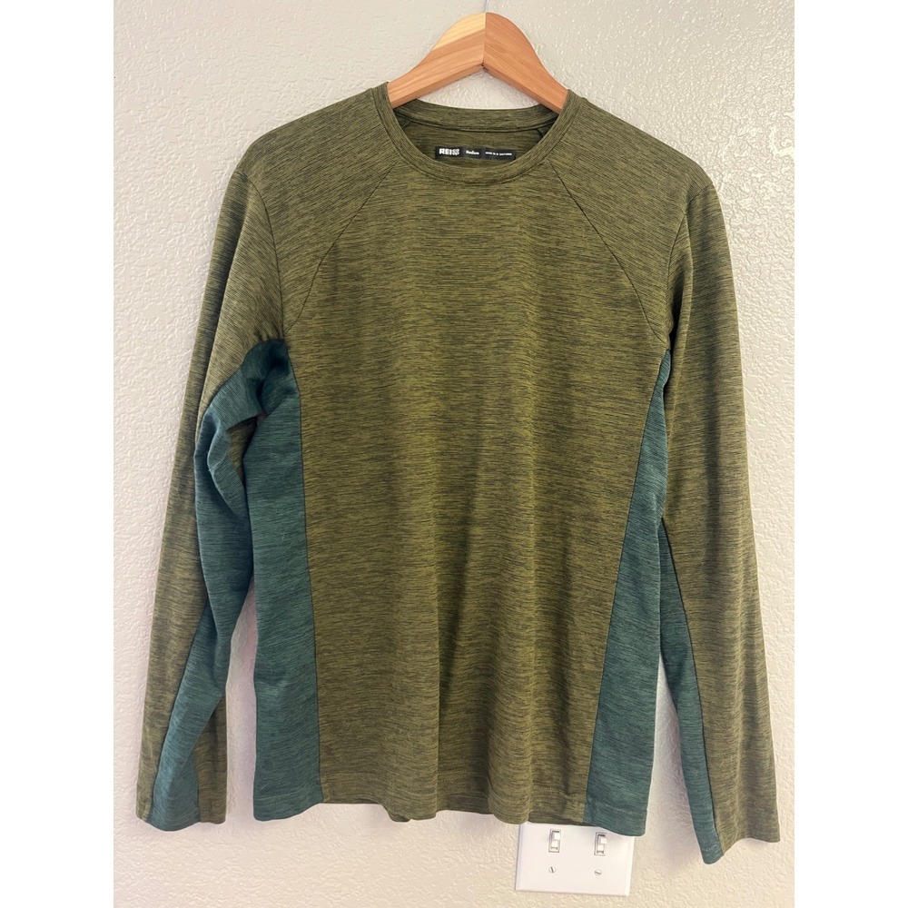REI Co-op Mens Active Long Sleeve Shirt Olive Green Space Dye Performance Medium